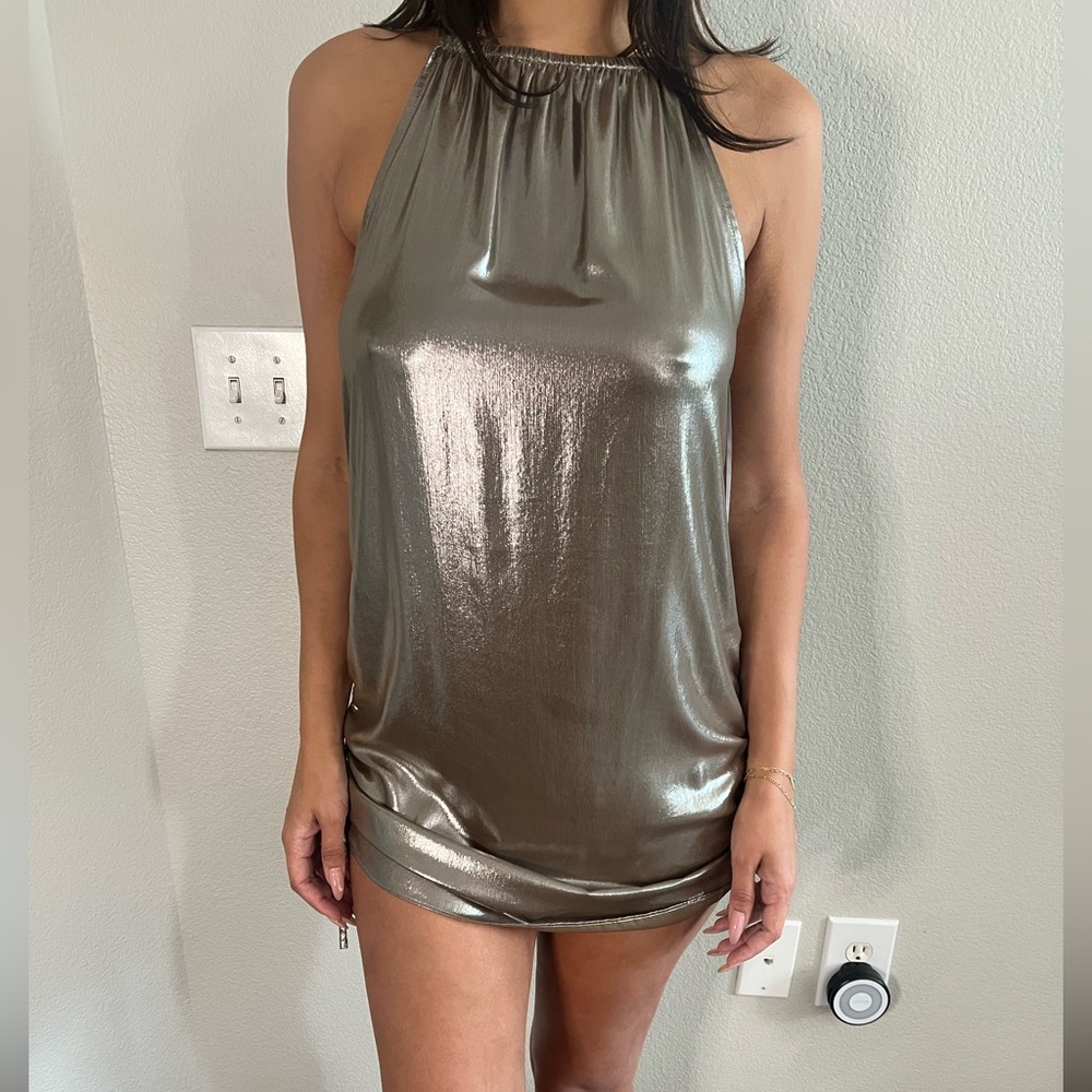 Zara Metallic Silver Dress